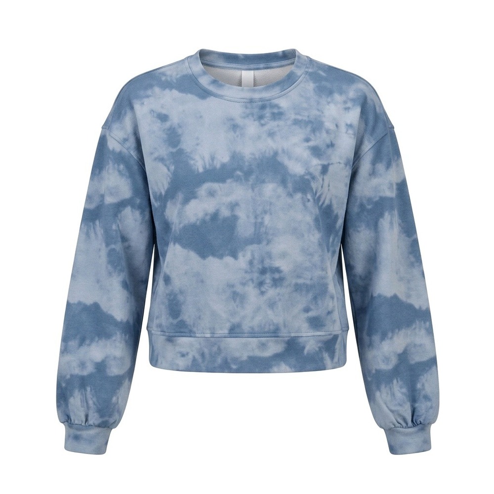 Elie Tahari Sport Blue Tie Dye Cropped Sweatshirt Modal Blend Size Medium